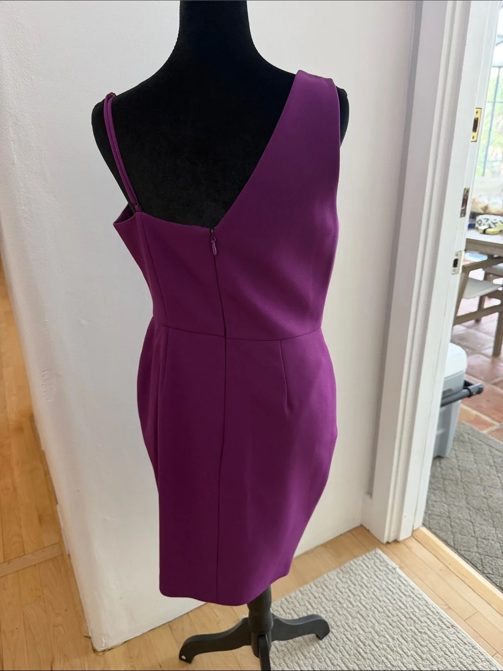 BCBGMaxAzria Magenta One-Shoulder Sheath Dress